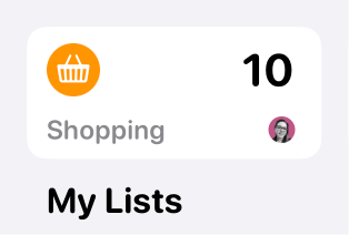 Shared shopping list in the Reminders app.